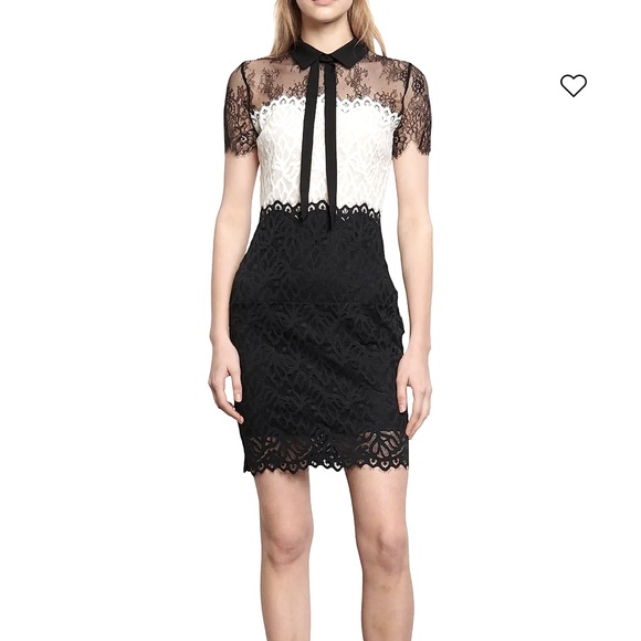 Sandro Rozen Black and White Lace Sheath Mini Dress size 1 / XS In gently - Picture 1 of 10